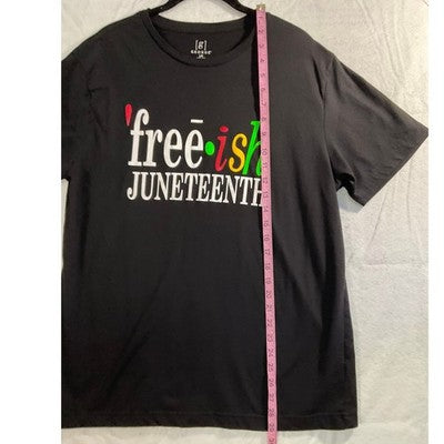 George T-Shirt Mens Large Black Free-ish Juneteenth Graphic Short Sleeve Tee