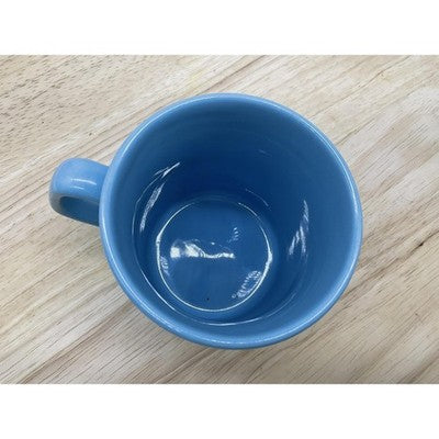 Blue Ceramic Coffee Mug Made in England Peach Graphic Cup Retro Kitchenware VTG