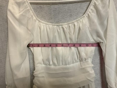 Dokotoo Dress Womens Small White Puff Sleeve Ruffle Boho Fit Flare New