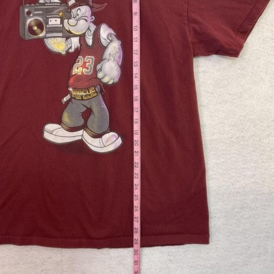 Popeye Shirt Mens Medium Red Boombox 23 Graphic Tee Hip Hop Streetwear Tagless