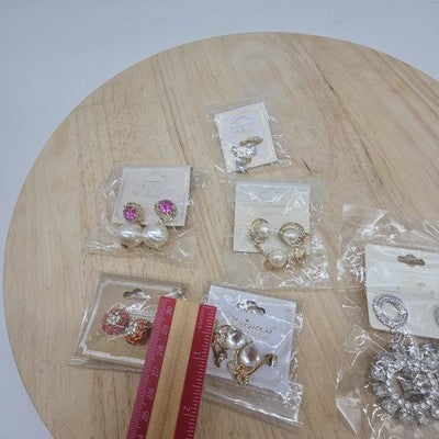 Lot 6 Princess Earrings Womens Multicolor Rhinestone Dangle Hoop Stud Jewelry