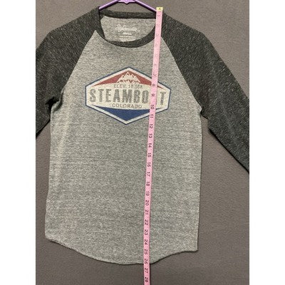 Steamboat Colorado Women’s Small 3/4 Sleeve Raglan Tee Mountain Graphic