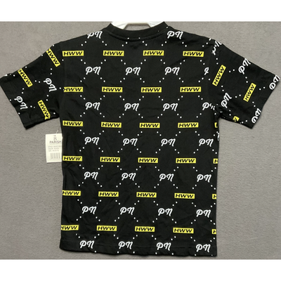 Parish Nation Boys Medium Graphic Tee Black Yellow PN HWW Logo Print Shirt