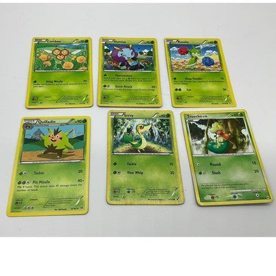 Pokemon Trading Card Lot Grass Type 6 Cards Green Snivy Treecko TCG