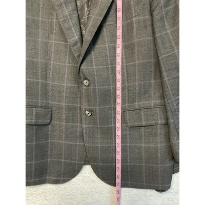 VTG Jos. A. Bank Suit Jacket Men 44S Gray Check Wool Cupro Lined Two Button USA