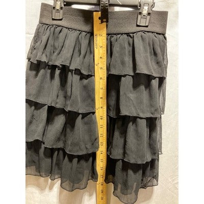 Byer California Black Ruffled Mini Skirt, JR Large, 100% Polyester, Pull-On