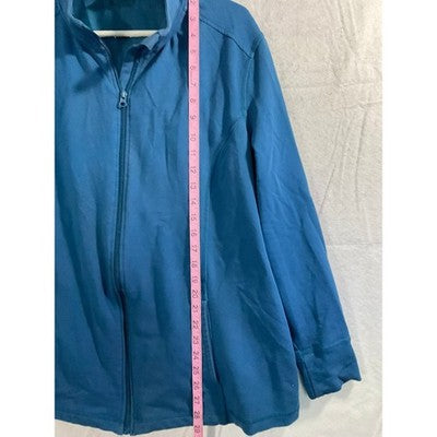 Danskin Now Track Jacket Women 2X Teal Tropic Full Zip Mock Neck Activewear