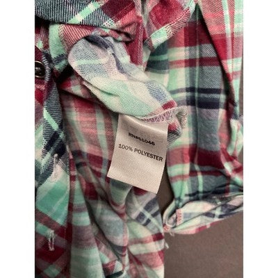 Vanity Small Plaid Flannel Shirt Red Blue Green Long Sleeve Western Style