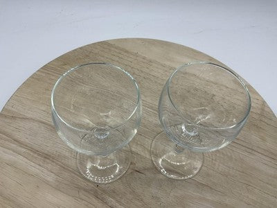 Clear Glass Wine Goblets Set Of 2 Small Round Stemware Drinking Glasses Kitchen