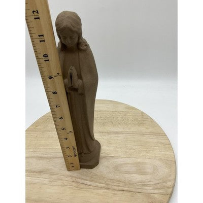 Vintage Nickron Virgin Mary Madonna Statue Brown Ceramic Prayer Figurine Japan