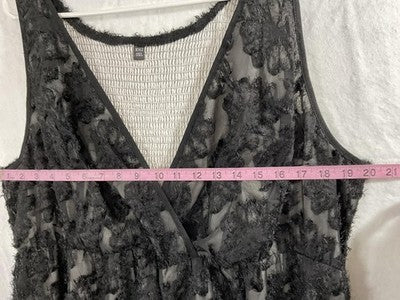 RWJ Dress Womens 3XL Black Lace Floral Sleeveless V Neck Maxi Lined A Line Party