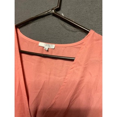 IRIS Basic Sheer Pink Blouse NWT Size M Long Sleeve Smocked Waist Flowy