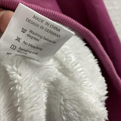 Hoodie Jacket Womens XL Pink Geometric Full Zip Sherpa Lined Fleece Hooded Cozy
