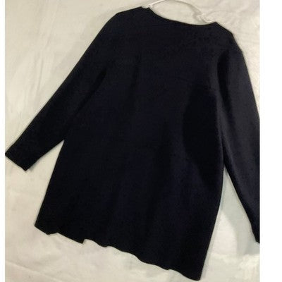 Rafaella Cardigan Sweater Womens XL Black Open Front Longline Knit Casual