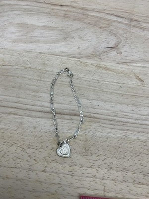 Silver Tone Heart K Initial Charm Chain Bracelet Womens Letter Love Jewelry