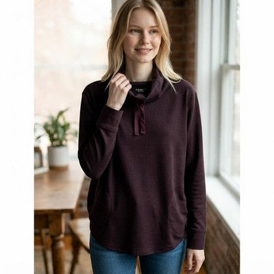 Old Navy Active Pullover Women Large Purple Cowl Neck Go-Dry Pockets Athleisure