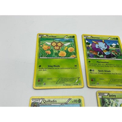 Pokemon Trading Card Lot Grass Type 6 Cards Green Snivy Treecko TCG