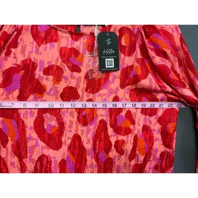 Esqualo Women's Blouse US 12 EU 42 - Red/Pink Abstract Print, Long Sleeve, NWT