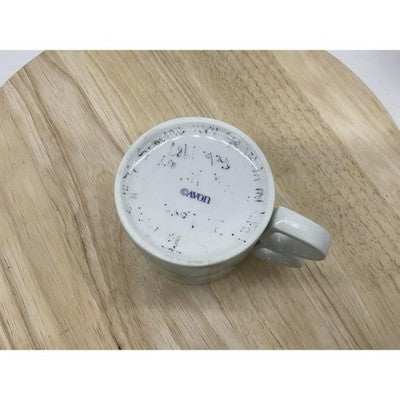 Avon Heart Handle Coffee Mug Cup Double Heart White Pastel Love Words Ceramic