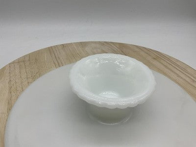 Vintage Milk Glass Cake Stand White 10 Inch Sunburst Scalloped Pedestal Platter