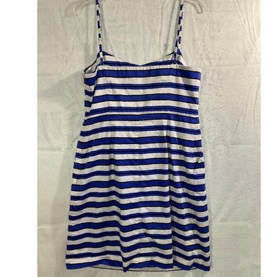 Gap Striped Sheath Dress Womens 14 Blue White Pockets Adjustable Straps Nautical