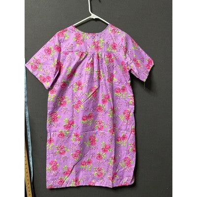 NWT Women's Casual Nights Purple Nightgown, S, Floral, Full Zip Closure