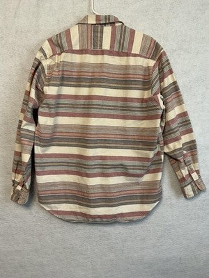 VTG Tommy Hilfiger Shirt Mens Medium Beige Striped Long Sleeve Button Up Casual
