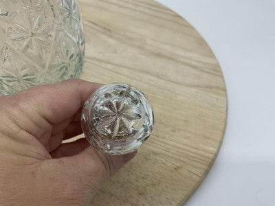 Clear Glass Decanter With Stopper Floral Starburst Handle Tabletop Decor Kitchen