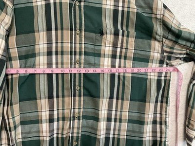 Knights Of Round Table Shirt Mens 2XL Green Plaid Button Down Long Sleeve Casual