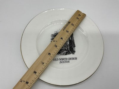 Vintage Old North Church Boston Souvenir Plate Crown Staffordshire England Gold