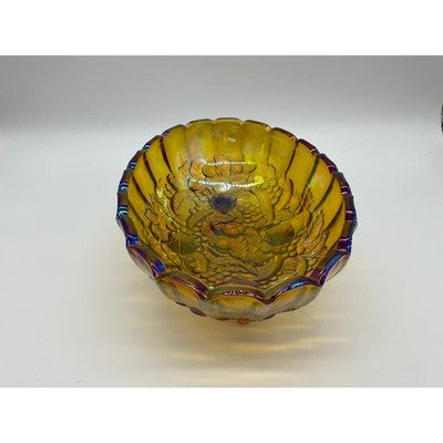 Indiana Glass Harvest Grape Bowl Unisex Large Marigold Iridescent Carnival Glass