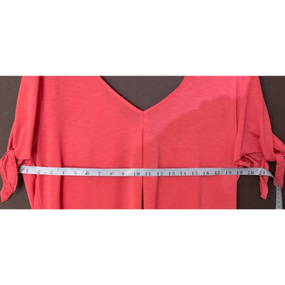 Coral V-Neck Women's Top 1XL Short Sleeve , Sleeves Tie, Cold Shoulder