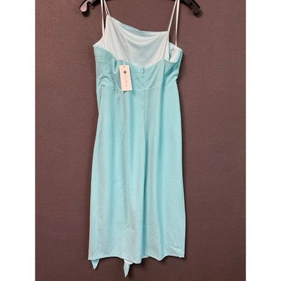 HOLIPICK Blue Bodycon Dress L Cowl Neck Sleeveless Slit Front Lined Cocktail NWT
