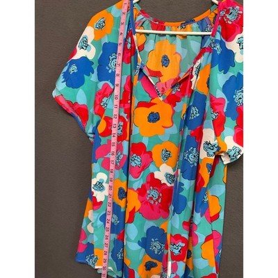 Women’s 2X Bright Floral Blouse Pullover Top Boho Lightweight