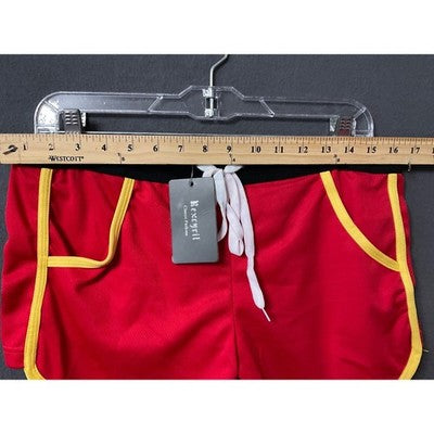 Bexxgirl Women's Red Athletic Shorts XXL Yellow Trim NWT