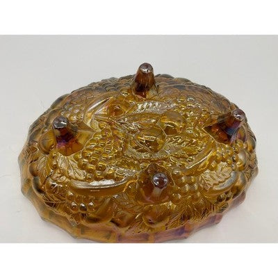 Indiana Glass Harvest Grape Bowl Unisex Large Marigold Iridescent Carnival Glass