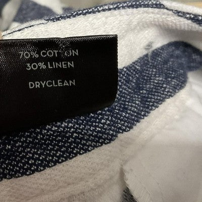 Ann Taylor Shorts Womens 0P Blue White Striped Chino Linen Blend Petite Nautical