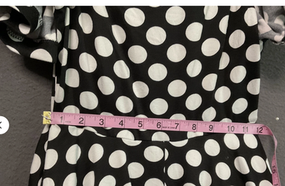 Highlight Romper Womens Small Black White Polka Dot Ruffle Short Sleeve Dressy