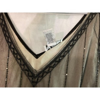 Papillon Los Angeles Flapper Dress Women 3X Black Beaded Art Deco Gatsby New