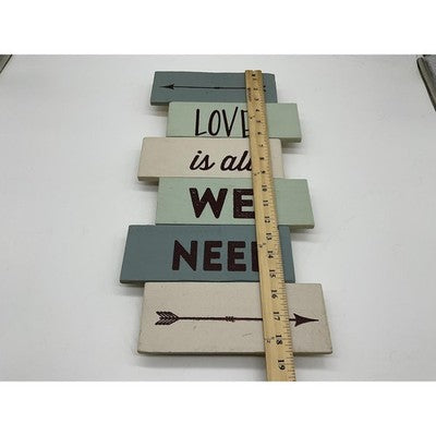 Rustic Wood Wall Sign Love Is All We Need Hanging Plaque Farmhouse Decor Arrows