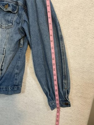 Fashion Nova Jacket Womens Medium Blue Denim Button Front Collared Pockets