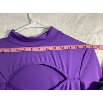 SHEIN SXY Bodysuit Womens Large Purple Long Sleeve Cutout Mock Neck