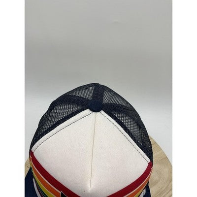 Air Products Hat Cap Snap Back Mens White Blue Rainbow Trucker Mesh Baseball