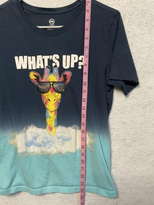 Wonder Nation Shirt Girls Large 10-12 Blue Ombre What's Up Giraffe Graphic Top