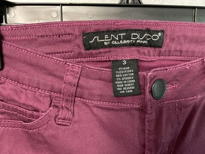 Celebrity Pink Silent Disco Jeans Womens 3 Burgundy Wine Skinny Stretch Juniors