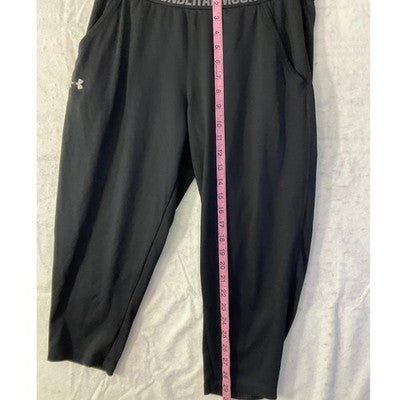 Under Armour Capri Pants UNISEX MED Black Elastic Waist Pockets Athletic Pant
