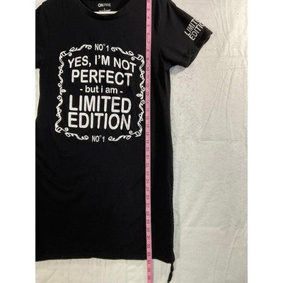 On Fire T-Shirt Dress Womens Large Black Graphic Limited Edition Side Tie Casual