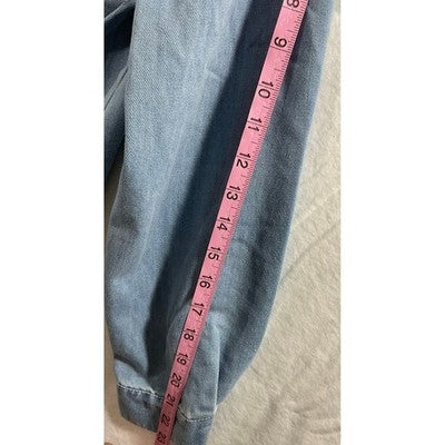 Hersuitful Denim Jacket Women Small Light Blue Raw Hem Pleated Shacket NWT