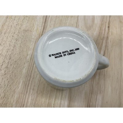 Vintage 1990 Wang's Int'l #1 Grandpa Coffee Mug White Blue Ribbon Ceramic Cup