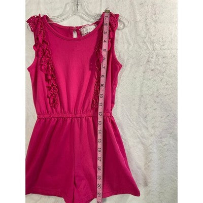 Btween Ruffle Eyelet Romper Girls Size 7 Magenta Pink Sleeveless Summer Play